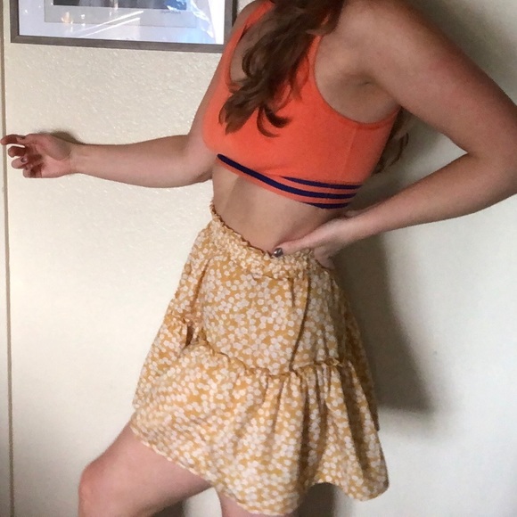 Oh Polly Australia yellow ruffled high waist mini skirt y2k - Picture 6 of 8